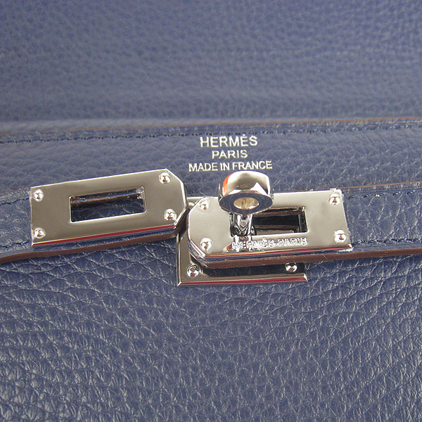 High Quality Hermes Kelly Long Clutch Bag Dark Blue H009 Replica